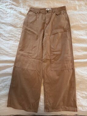 NWT LOFT Women’s Wide-Leg Carpenter Jeans in Tan size 8